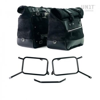Par de alforjas Cult en serraje 40L - 50L + Placa de Aluminio + Armazones de alforjas de Aluminio Triumph Bonneville T120