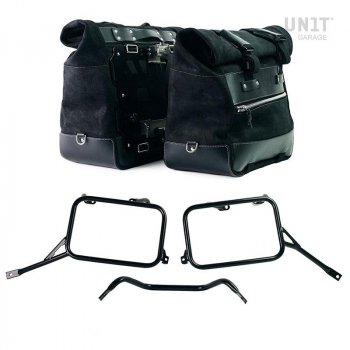 Par de alforjas Cult en serraje 40L - 50L + Placa de Aluminio + Armazones de alforjas de Aluminio Triumph Bonneville T120