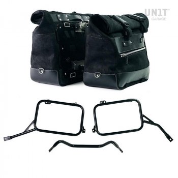 Par de alforjas Cult en serraje 40L - 50L + Placa de Aluminio + Armazones de alforjas de Aluminio Triumph Bonneville T120