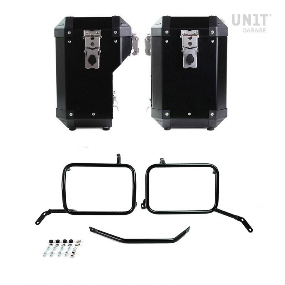 Par de bolsas de aluminio Atlas 47L + 41L con cuadros Triumph 1200 XC y XE