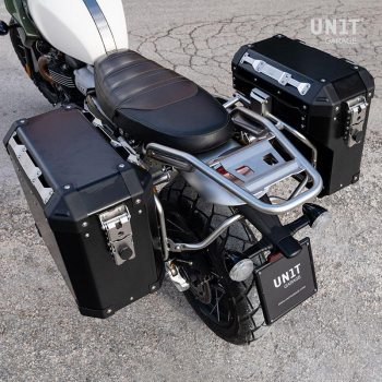 Par de bolsas de aluminio Atlas 47L + 41L con cuadros Triumph 1200 XC y XE