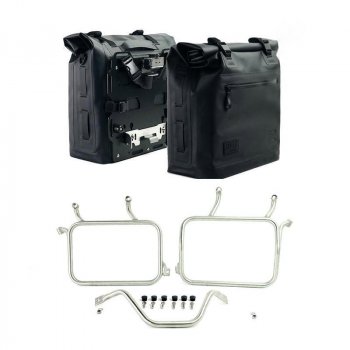 Dos bolsas laterales Khali en TPU 35L - 45L + Par de placas de aluminio + marcos Ducati DesertX