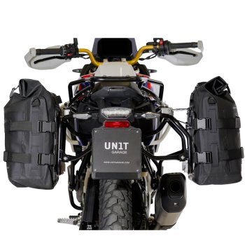 Dos bolsas laterales Khali en TPU 35L - 45L + Par de placas de aluminio + Marcos de alforjas de aluminio Atlas BMW F450GS