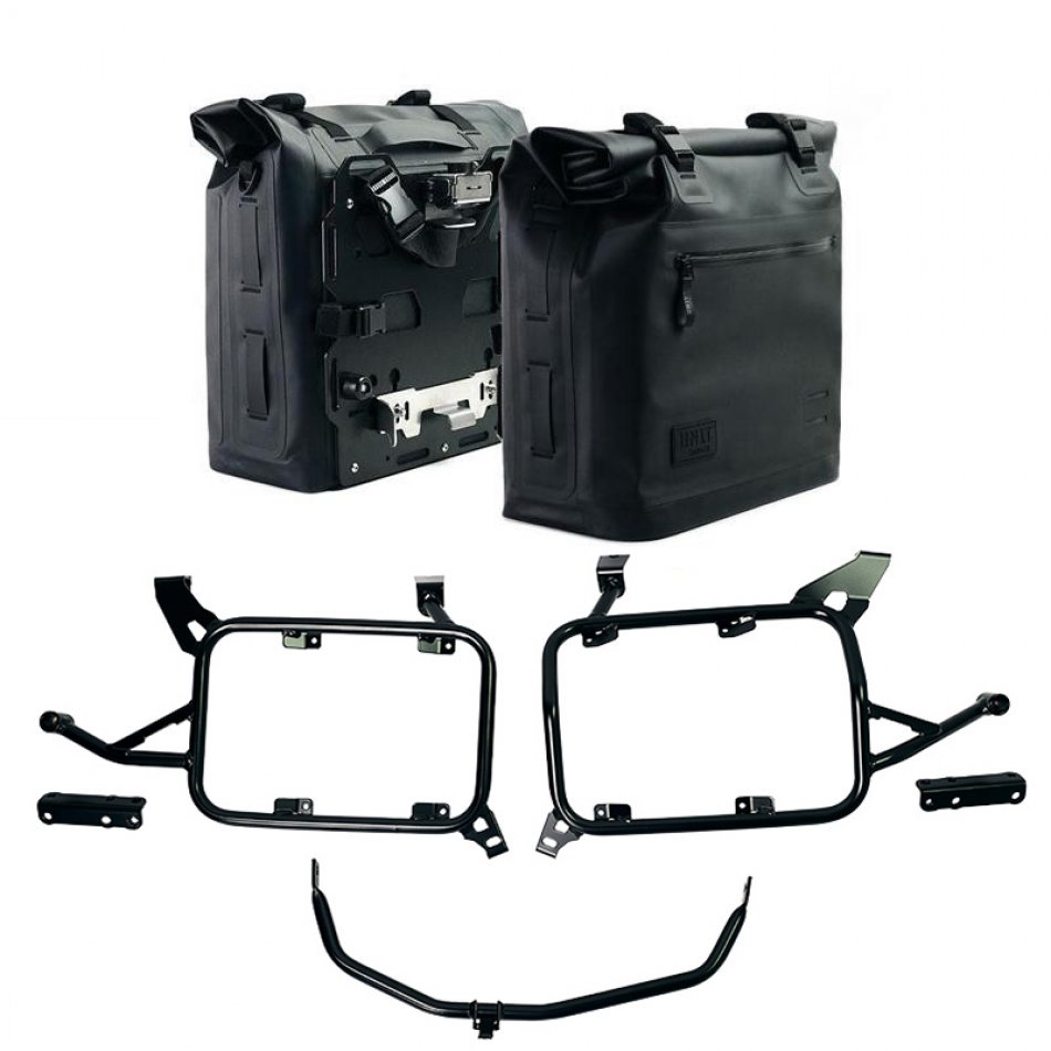 Dos bolsas laterales Khali de TPU de 35L - 45L + par de placas de aluminio + marcos de alforjas de aluminio para BMW F900GS ADV