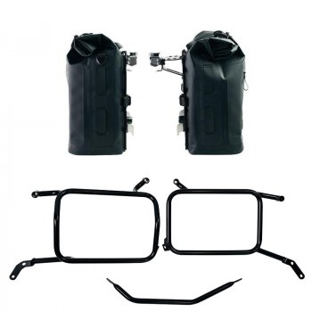 Dos bolsas laterales Khali en TPU 35L - 45L + Par de placas de aluminio + Marcos de alforjas Moto Guzzi V85 TT (2024 en adelante) Aluminio