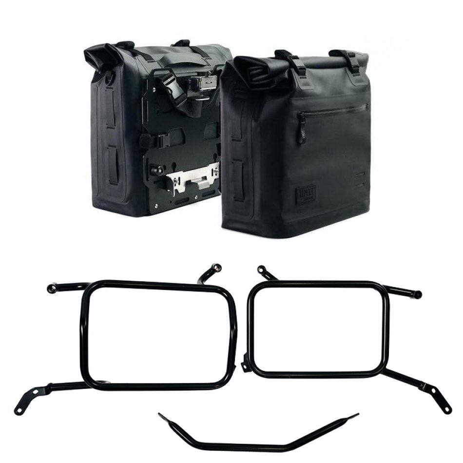 Dos bolsas laterales Khali en TPU 35L - 45L + Par de placas de aluminio + Marcos de alforjas Moto Guzzi V85 TT (2024 en adelante) Aluminio
