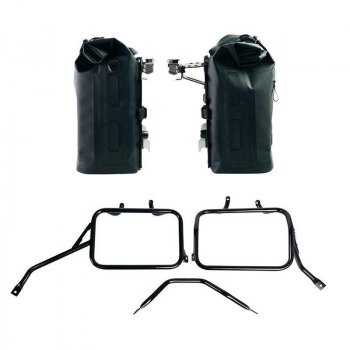 Dos bolsas laterales Khali en TPU 35L - 45L + Par de placas de aluminio + Marcos de alforjas de aluminio para Triumph Speed 400 & Scrambler 400 X