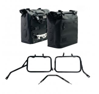 Dos bolsas laterales Khali en TPU 35L - 45L + Par de placas de aluminio + Marcos de alforjas de aluminio para Triumph Speed 400 & Scrambler 400 X