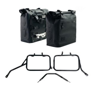 Dos bolsas laterales Khali en TPU 35L - 45L + Par de placas de aluminio + Marcos de alforjas de aluminio Triumph Tracker 400