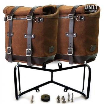 Dos bolsos laterales en piel dividida + doble marco NineT simétrico