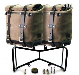 Dos bolsos laterales en piel dividida + doble marco NineT simétrico