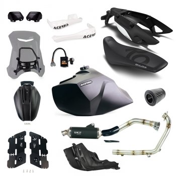 Kit con Silenciador de Acero Inoxidable Negro Royal Enfield Himalayan 450 (2024 en adelante)