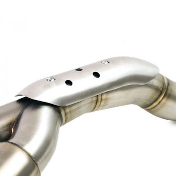 Doble silenciador bajo de titanio con soldadura visible