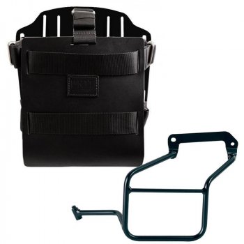 Portabolsas de aluminio con frontal de cuero regulable, enganche rápido y marco