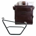 Portabolsas de aluminio con frontal de cuero regulable, enganche rápido y marco derecho