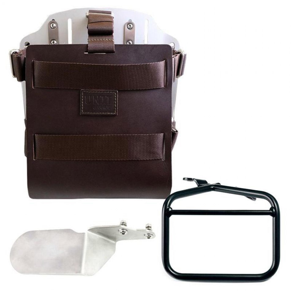 Portabolsas de aluminio con frontal de cuero regulable, enganche rápido y chasis derecho Ducati Desert Sled