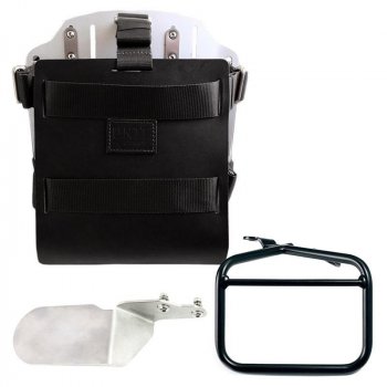 Portabolsas de aluminio con frontal de cuero regulable, enganche rápido y chasis derecho Ducati Desert Sled