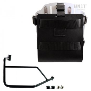 Portabolsas de aluminio con frontal de cuero regulable y enganche rápido + Chasis derecho Ducati DesertX