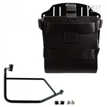 Portabolsas de aluminio con frontal de cuero regulable y enganche rápido + Chasis derecho Ducati DesertX