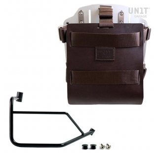 Portabolsas de aluminio con frontal de cuero regulable y enganche rápido + Chasis derecho Ducati DesertX