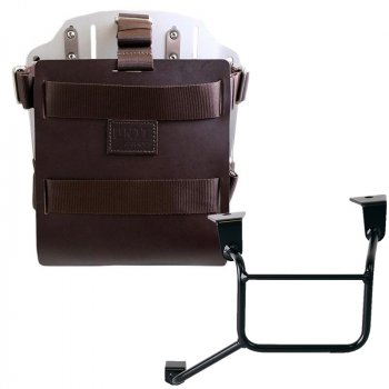 Portabolsa de aluminio con frontal de cuero ajustable y enganche rápido + Cuadro Honda CRF1100L Africa Twin & Adventure Sports (2024 en adelante) Izquierdo