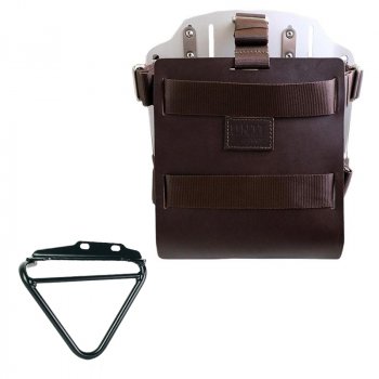 Portabolsa de aluminio con frontal de cuero ajustable y enganche rápido + Cuadro Husqvarna 125-250-401 (2024 en adelante) Derecha 