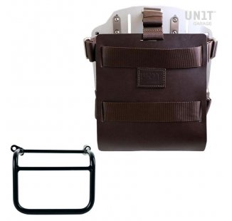 Portabolsa de aluminio con frontal de cuero ajustable y enganche rápido + Subchasis derecho Triumph Scrambler 1200 XC_XE (2019 en adelante)