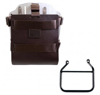 Portabolsa de aluminio con frontal de cuero ajustable y enganche rápido + Triumph Speed 400 & Scrambler 400 X Chasis Izquierdo