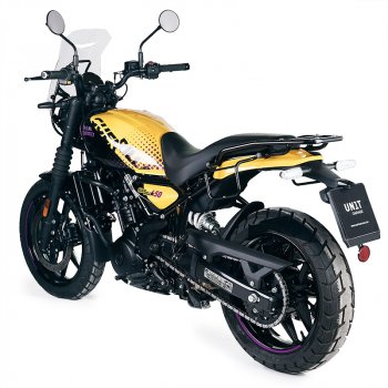 Portabolsas de aluminio con frontal Hypalon regulable y enganche rápido + Royal Enfield Guerrilla 450 Left Frame