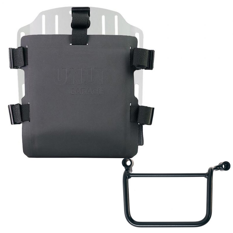 Portabolsas de aluminio con frontal Hypalon regulable y enganche rápido + Royal Enfield Guerrilla 450 Left Frame