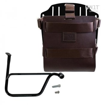 Portabolsa de aluminio con frontal de cuero ajustable, enganche rápido y marco (2016 en adelante)