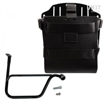 Portabolsa de aluminio con frontal de cuero ajustable, enganche rápido y marco (2016 en adelante)