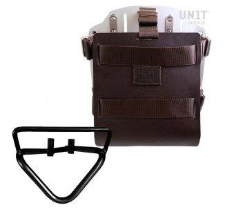 Portabolsa de aluminio con frontal de cuero ajustable, enganche rápido y marco (2020 en adelante)