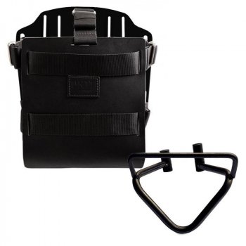 Portabolsa de aluminio con frontal de cuero ajustable, enganche rápido y marco (2020 en adelante)