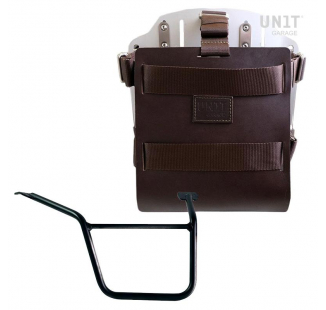 Portabolsa de aluminio con frontal de cuero ajustable, enganche rápido y marco Pan America 1250