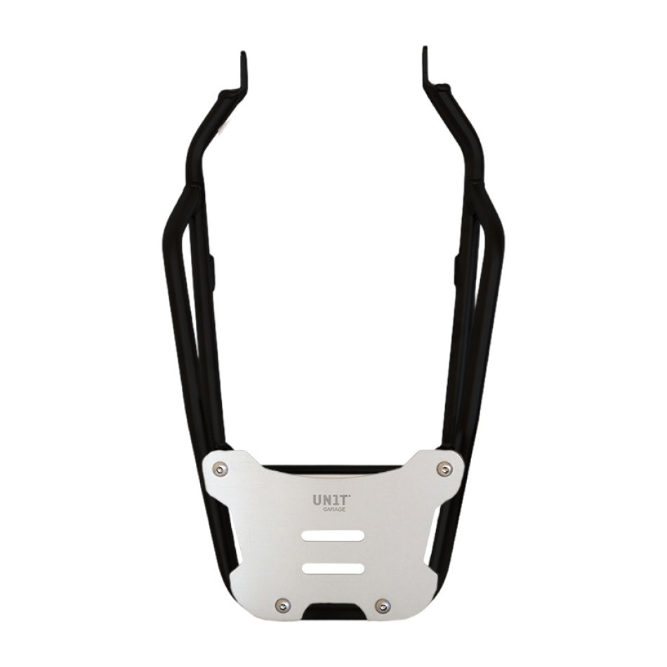 Portaequipajes trasero negro con asideros para el pasajero Triumph Scrambler 1200 X y XE.