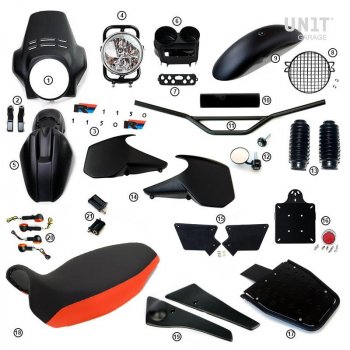 R1150R PRO Kit con laterales de depósito en tubo (Matt Black)