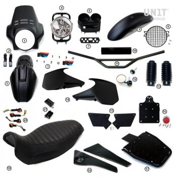 R1150R PRO Kit con laterales de depósito en tubo (Matt Black)