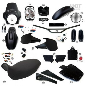R1150R PRO Kit con laterales de depósito en tubo (Matt Black)