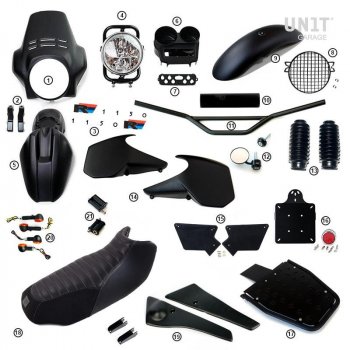 R1150R PRO Kit con laterales de depósito en tubo (Matt Black)