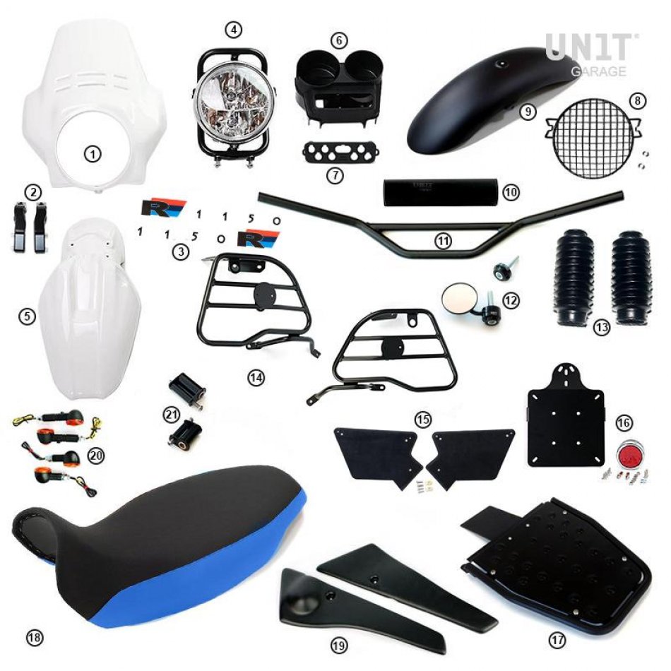 R1150R PRO Kit con laterales de depósito en tubo (Alpine White)