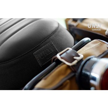 Sillín de cuero marrón, lona